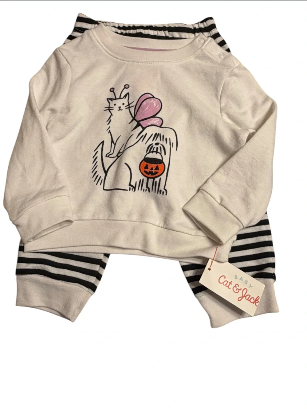 Cat & Jack Halloween Cat & Dog Graphic Sweatshirt Set NWT Size 12 months